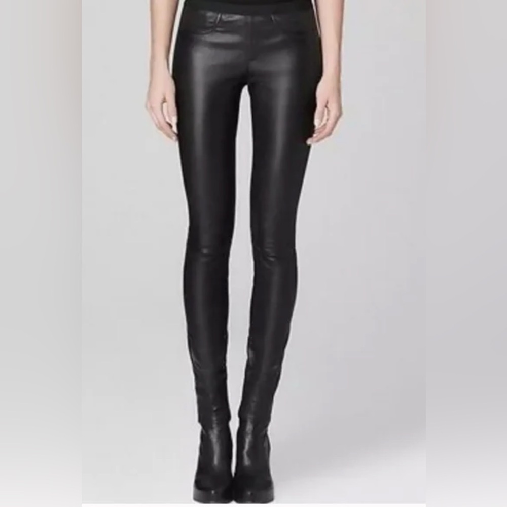Black Lamb Leather stretch leggings by Helmut Lang NWT size 0
